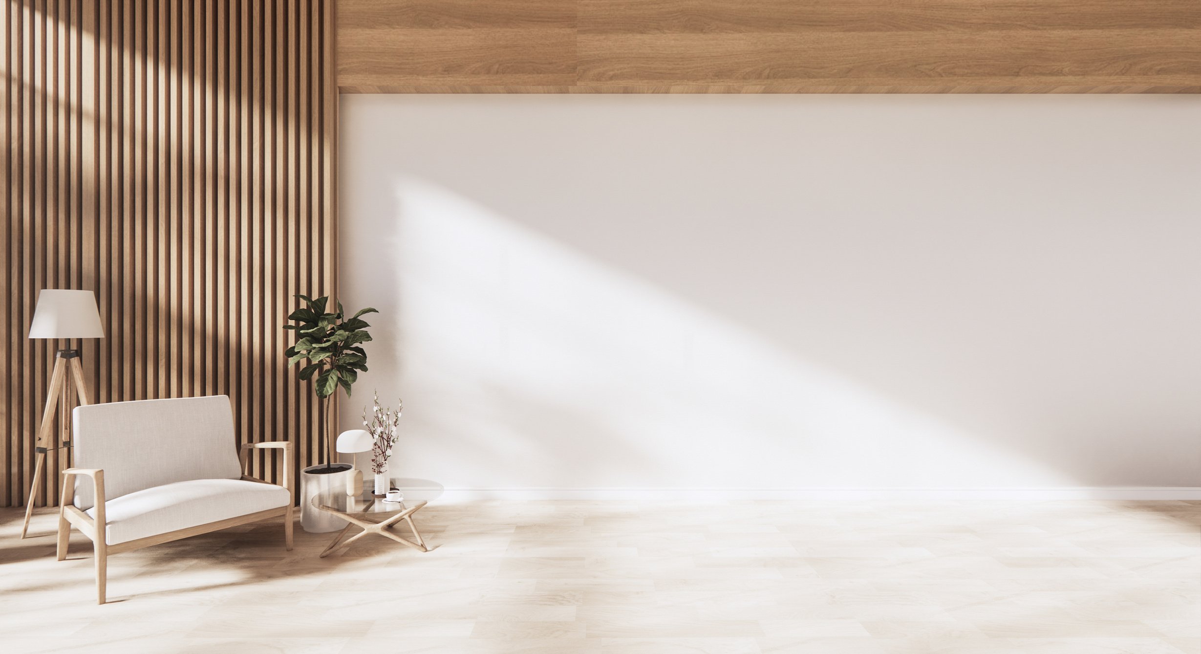 Armchair on Empty Japanese Inspired Room